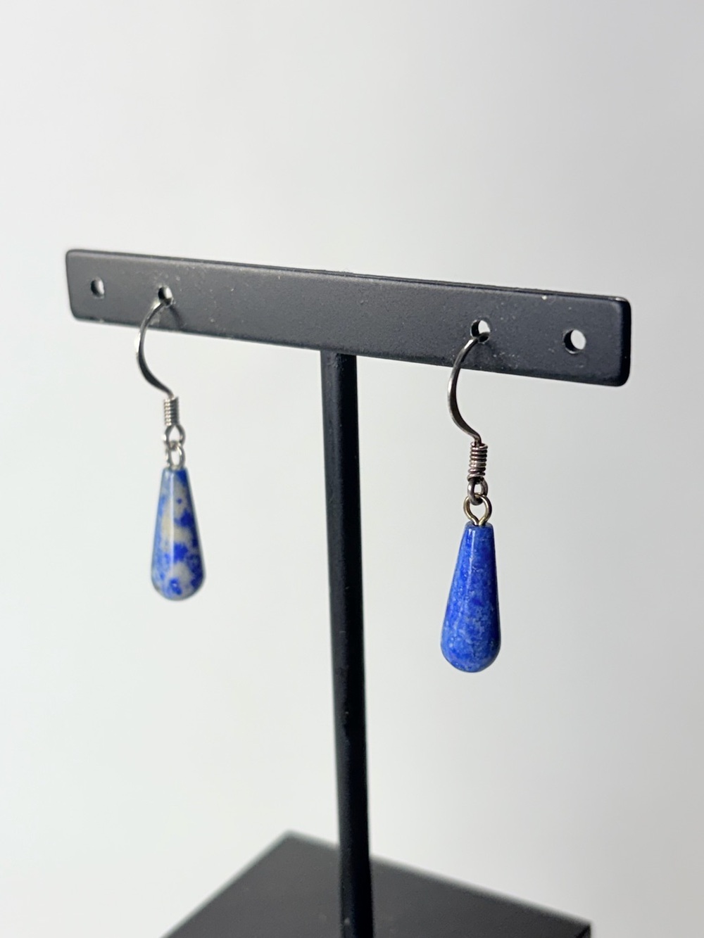 Natural Blue Lapis ? Stone Teardrop Dangle Earrings